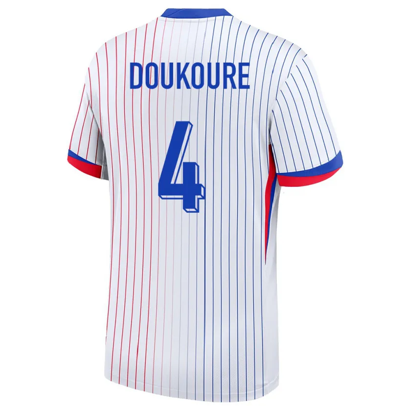 Danxen Męski Francja Ismael Doukoure #4 Biały Wyjazdowa Koszulka 24-26 Koszulki Klubowe