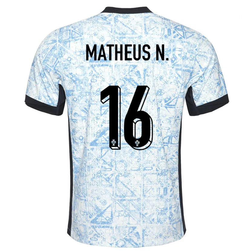 Danxen Męski Portugalia Matheus Nunes #16 Kremowy Niebieski Wyjazdowa Koszulka 24-26 Koszulki Klubowe