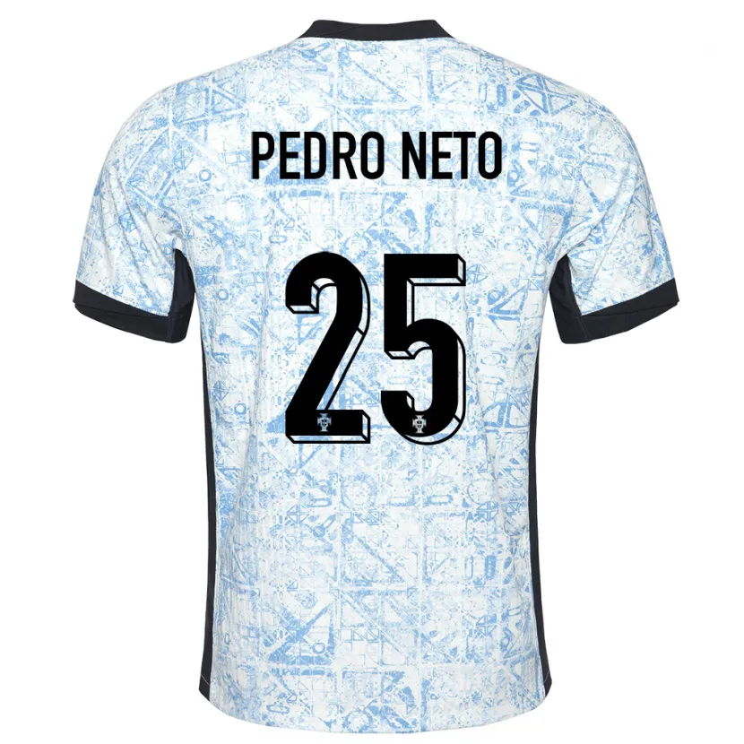 Danxen Męski Portugalia Pedro Neto #25 Kremowy Niebieski Wyjazdowa Koszulka 24-26 Koszulki Klubowe