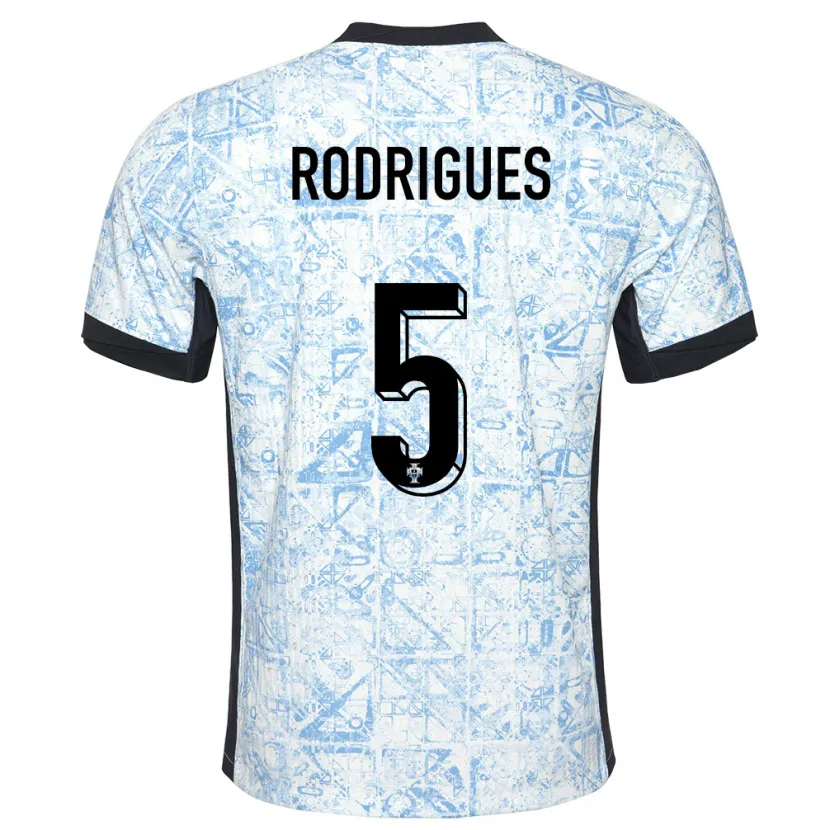 Danxen Męski Portugalia Rafael Rodrigues #5 Kremowy Niebieski Wyjazdowa Koszulka 24-26 Koszulki Klubowe