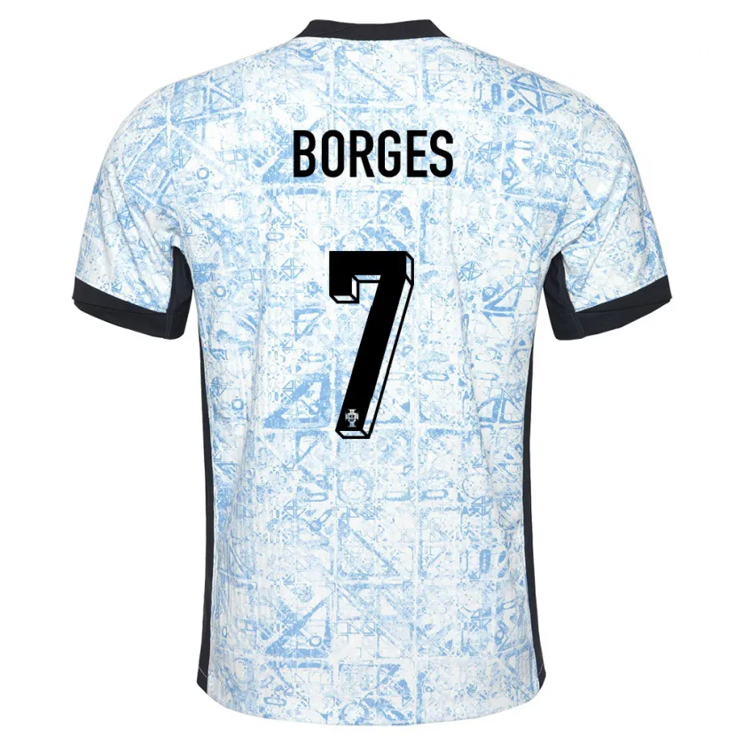 Danxen Męski Portugalia Carlos Borges #7 Kremowy Niebieski Wyjazdowa Koszulka 24-26 Koszulki Klubowe