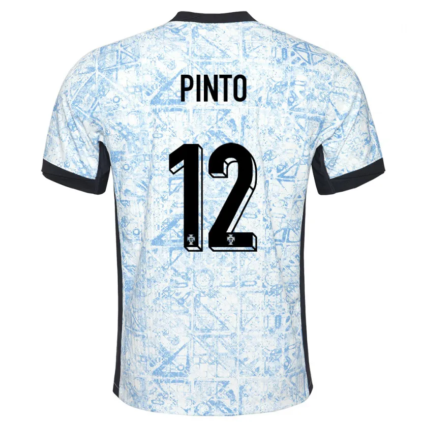 Danxen Męski Portugalia Diogo Pinto #12 Kremowy Niebieski Wyjazdowa Koszulka 24-26 Koszulki Klubowe