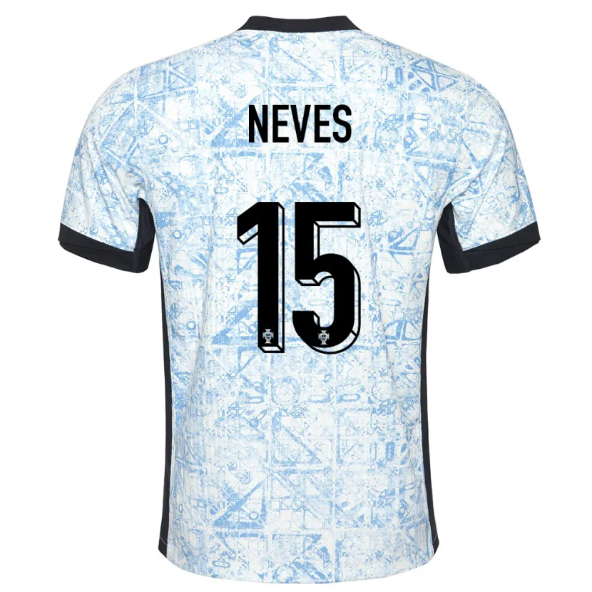 Danxen Męski Portugalia Joao Neves #15 Kremowy Niebieski Wyjazdowa Koszulka 24-26 Koszulki Klubowe
