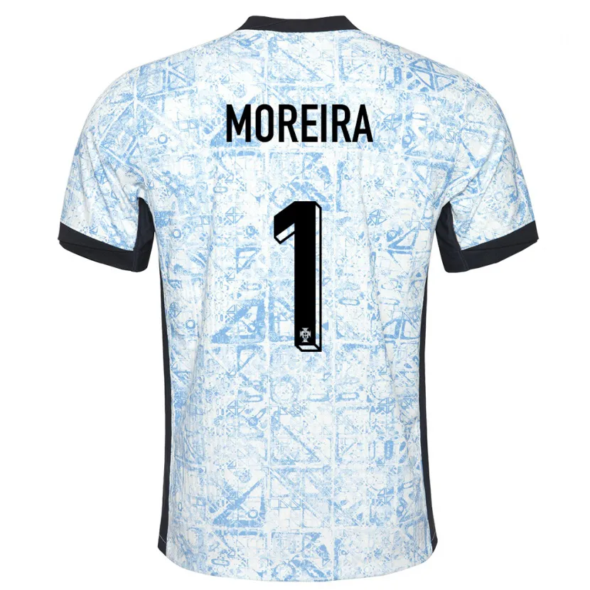 Danxen Męski Portugalia Andre Moreira #1 Kremowy Niebieski Wyjazdowa Koszulka 24-26 Koszulki Klubowe