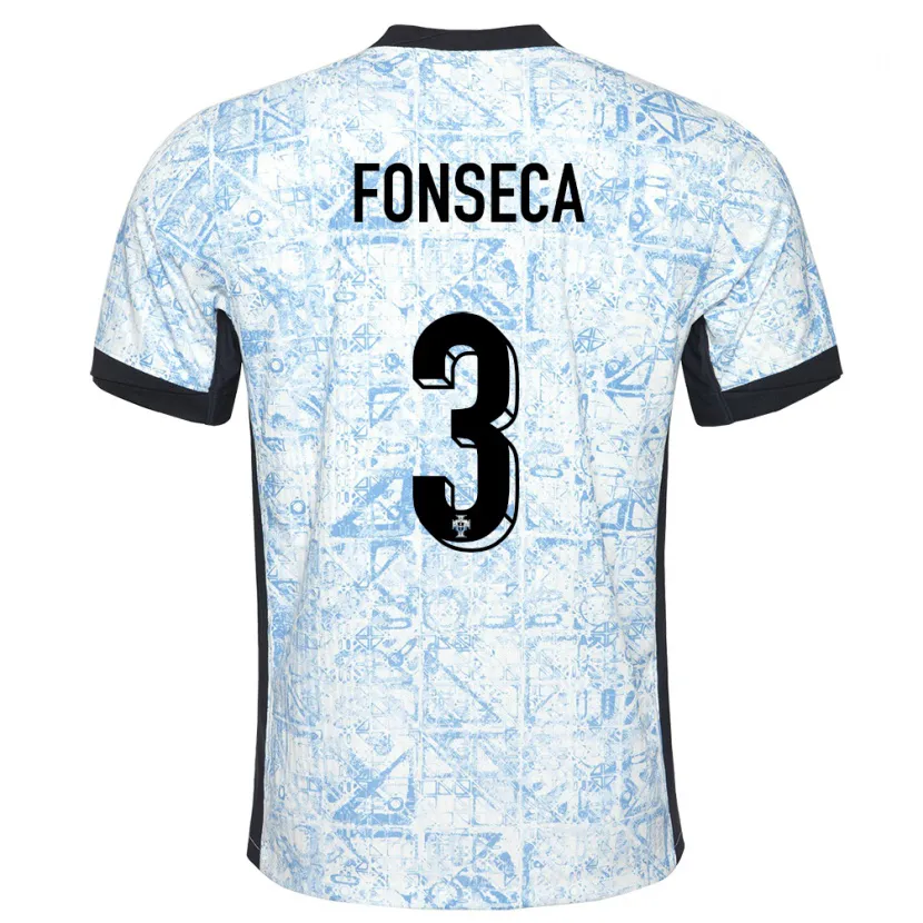 Danxen Męski Portugalia Joao Fonseca #3 Kremowy Niebieski Wyjazdowa Koszulka 24-26 Koszulki Klubowe