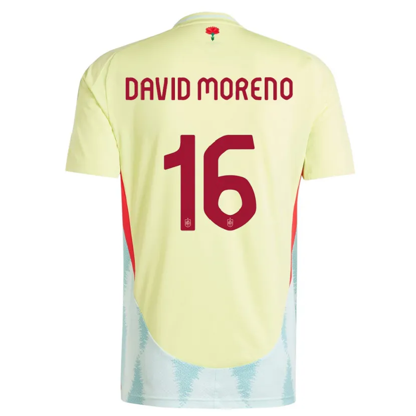 Danxen Męski Hiszpania Antonio David Moreno #16 Żółty Wyjazdowa Koszulka 24-26 Koszulki Klubowe