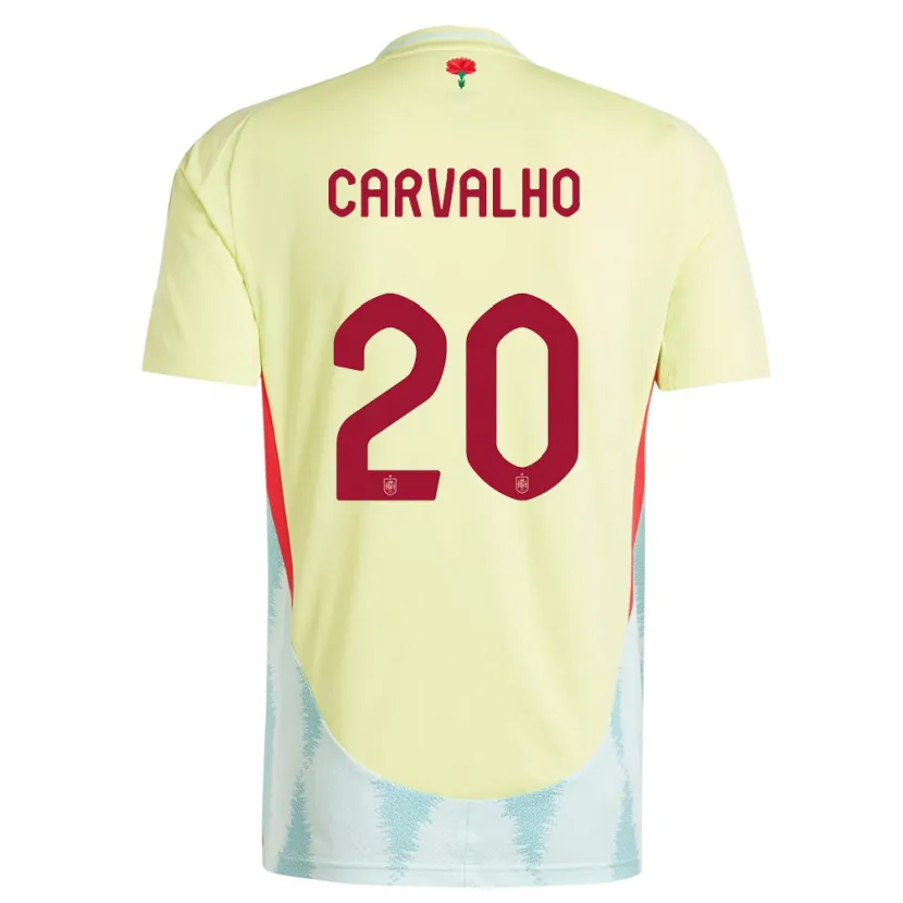 Danxen Męski Hiszpania Miguel Carvalho #20 Żółty Wyjazdowa Koszulka 24-26 Koszulki Klubowe