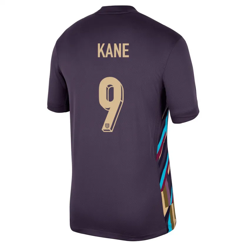 Danxen Męski Anglia Harry Kane #9 Ciemna Rodzynka Wyjazdowa Koszulka 24-26 Koszulki Klubowe