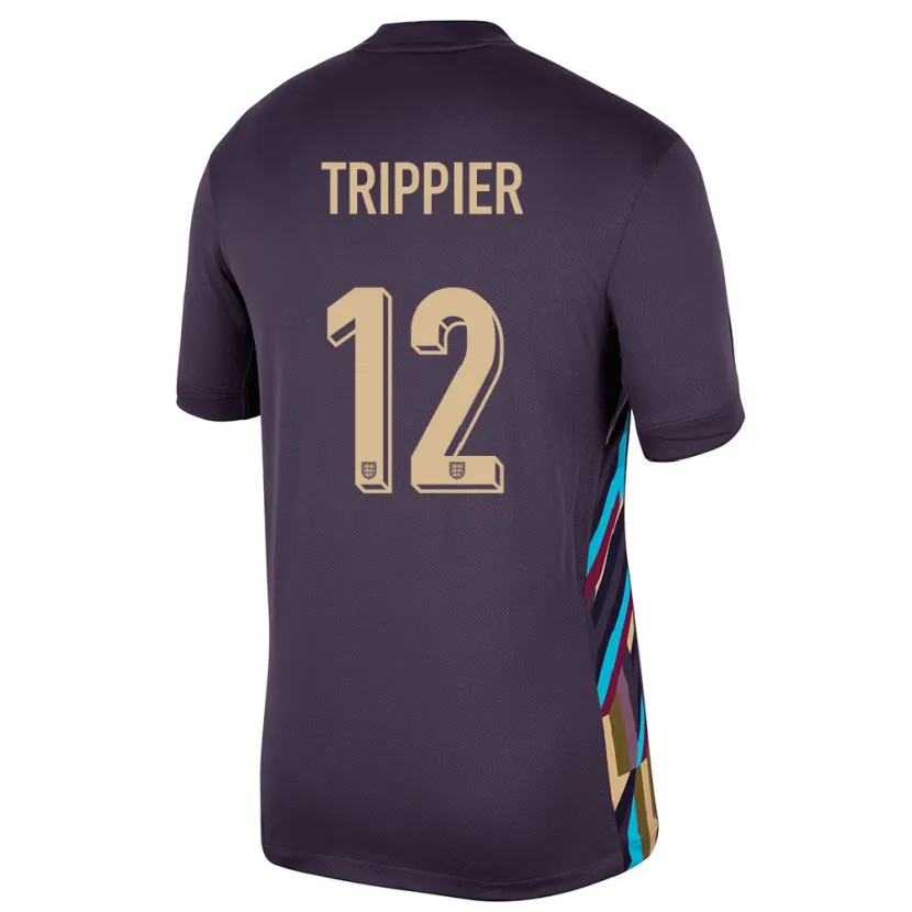 Danxen Męski Anglia Kieran Trippier #12 Ciemna Rodzynka Wyjazdowa Koszulka 24-26 Koszulki Klubowe
