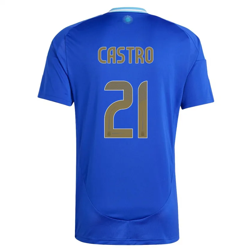 Danxen Męski Argentyna Santiago Castro #21 Niebieski Wyjazdowa Koszulka 24-26 Koszulki Klubowe