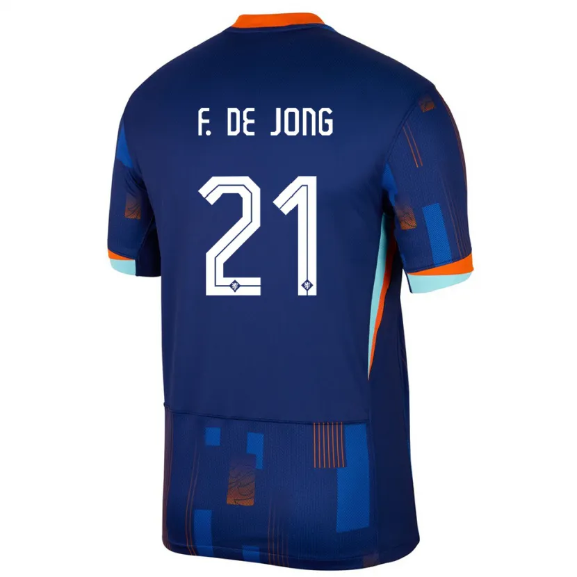 Danxen Męski Holandia Frenkie De Jong #21 Niebieski Wyjazdowa Koszulka 24-26 Koszulki Klubowe