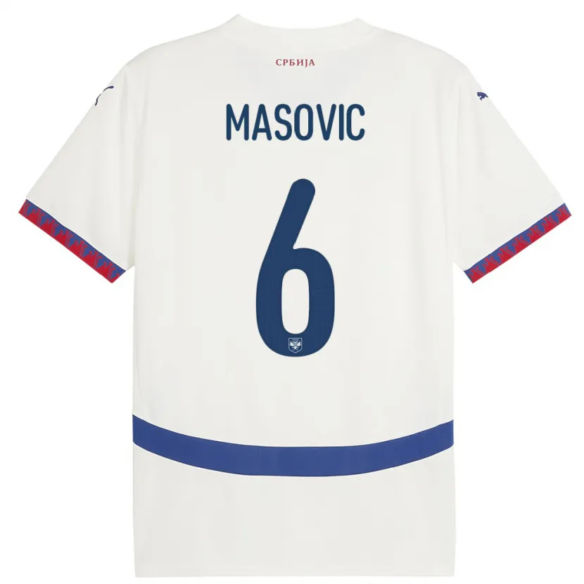 Danxen Męski Serbia Erhan Masovic #6 Biały Wyjazdowa Koszulka 24-26 Koszulki Klubowe