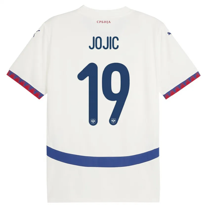 Danxen Męski Serbia Nikola Jojic #19 Biały Wyjazdowa Koszulka 24-26 Koszulki Klubowe