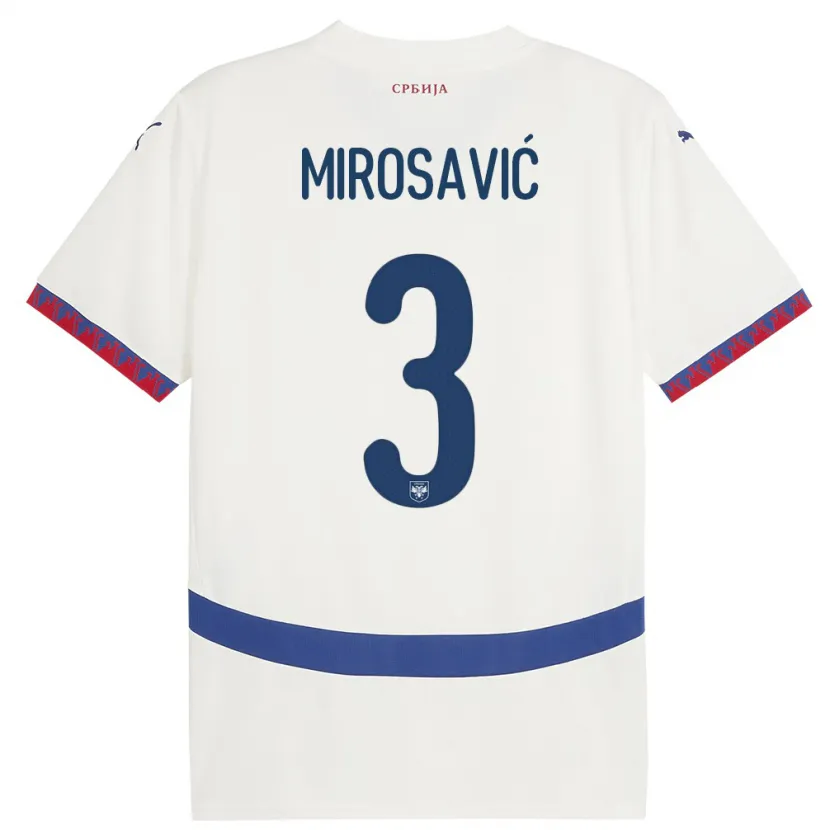 Danxen Męski Serbia Veljko Mirosavic #3 Biały Wyjazdowa Koszulka 24-26 Koszulki Klubowe