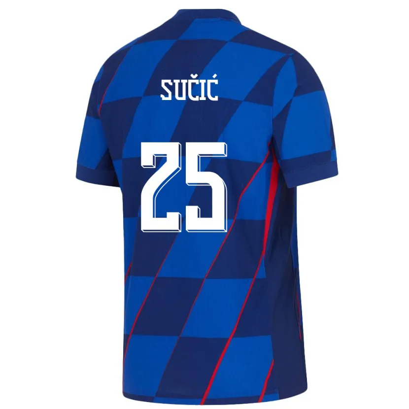 Danxen Męski Chorwacja Luka Sucic #25 Niebieski Wyjazdowa Koszulka 24-26 Koszulki Klubowe