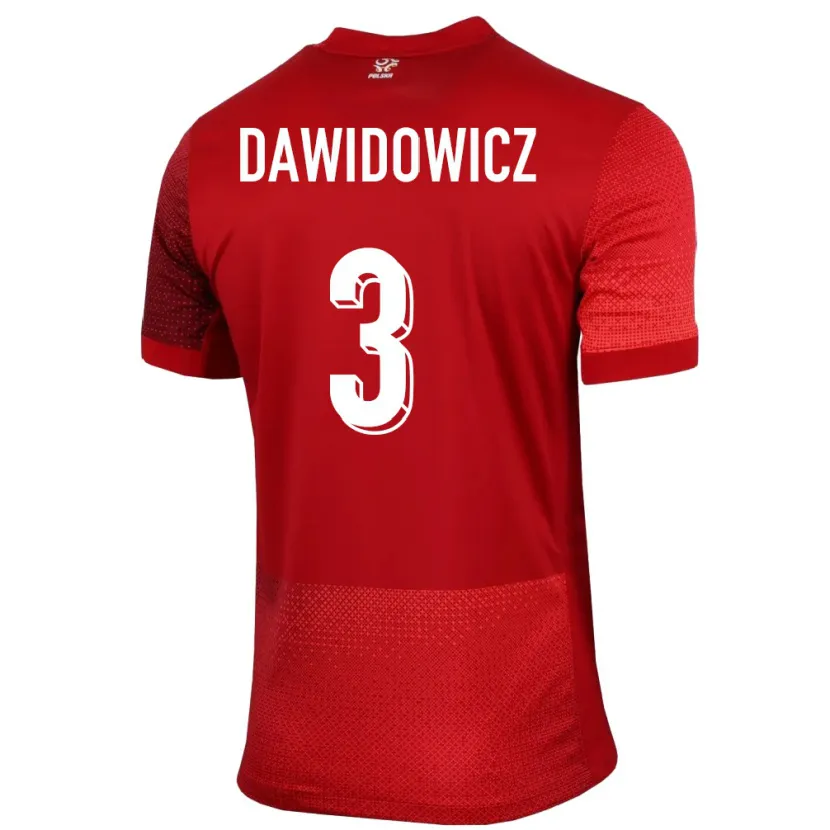 Danxen Męski Polska Pawel Dawidowicz #3 Czerwony Wyjazdowa Koszulka 24-26 Koszulki Klubowe