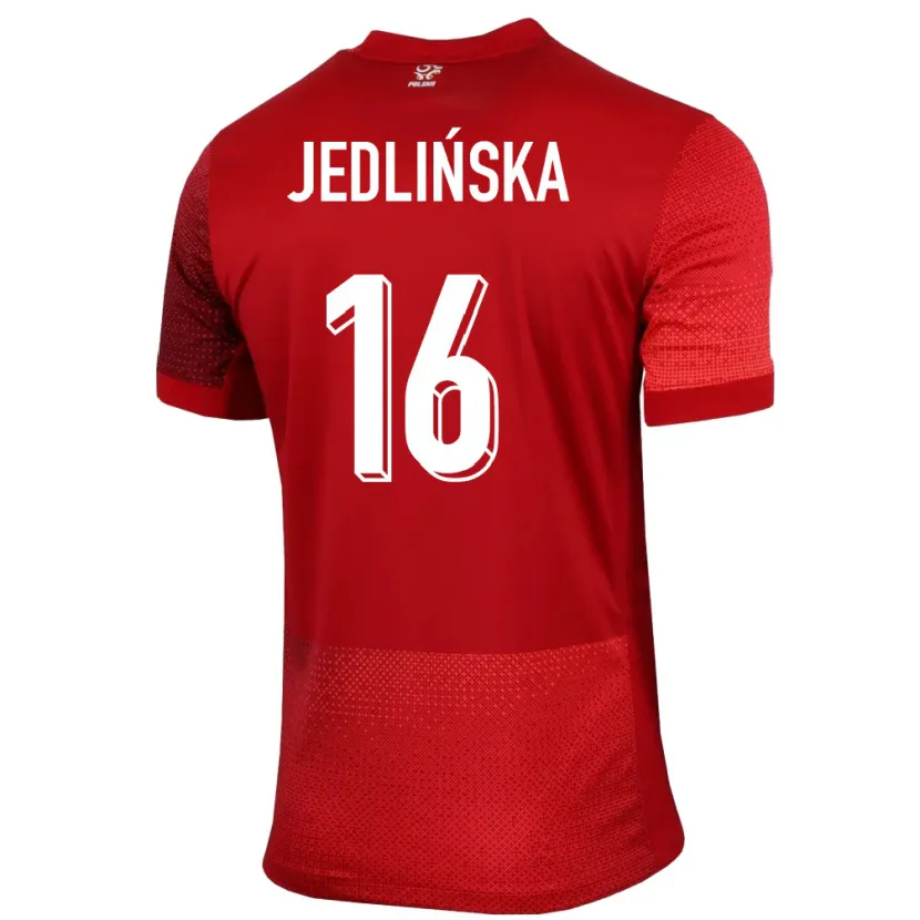 Danxen Męski Polska Klaudia Jedlinska #16 Czerwony Wyjazdowa Koszulka 24-26 Koszulki Klubowe