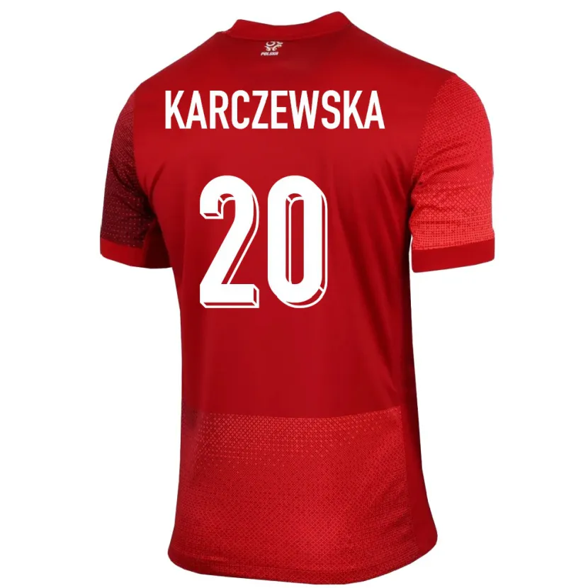 Danxen Męski Polska Nikola Karczewska #20 Czerwony Wyjazdowa Koszulka 24-26 Koszulki Klubowe