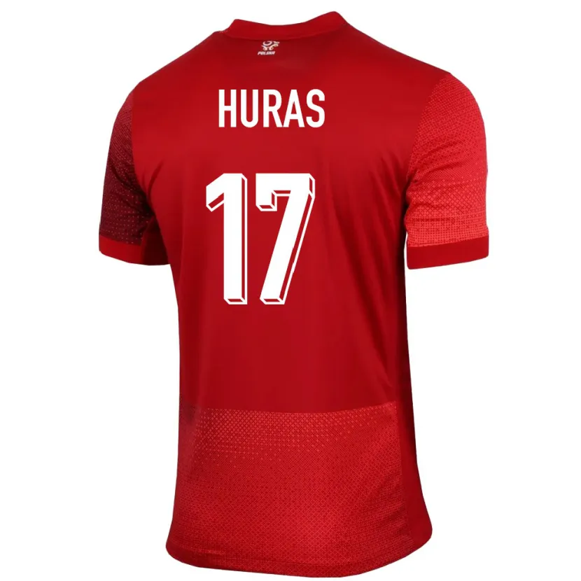 Danxen Męski Polska Mike Huras #17 Czerwony Wyjazdowa Koszulka 24-26 Koszulki Klubowe