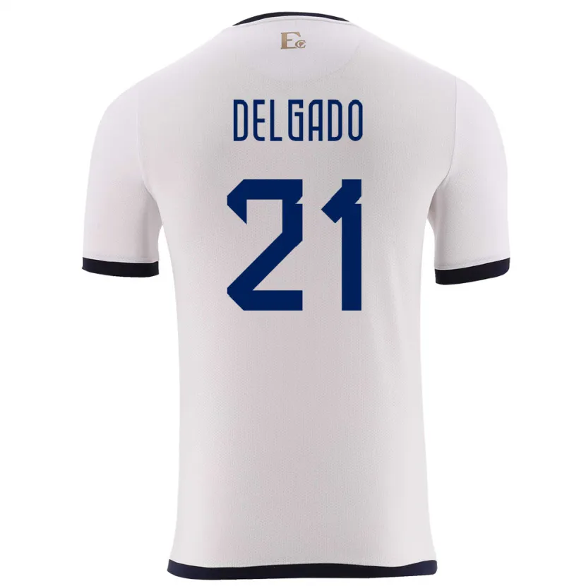 Danxen Męski Ecuador Patrickson Delgado #21 Biały Wyjazdowa Koszulka 24-26 Koszulki Klubowe