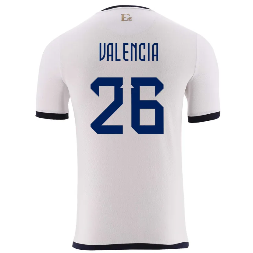 Danxen Męski Ecuador Anthony Valencia #26 Biały Wyjazdowa Koszulka 24-26 Koszulki Klubowe