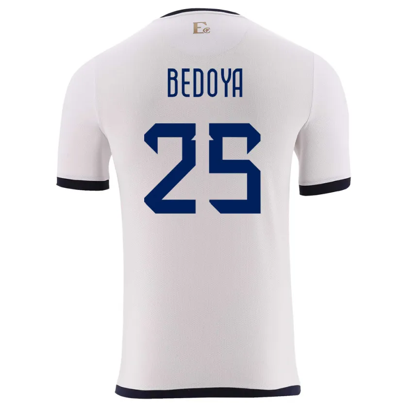 Danxen Męski Ecuador Jaydah Bedoya #25 Biały Wyjazdowa Koszulka 24-26 Koszulki Klubowe