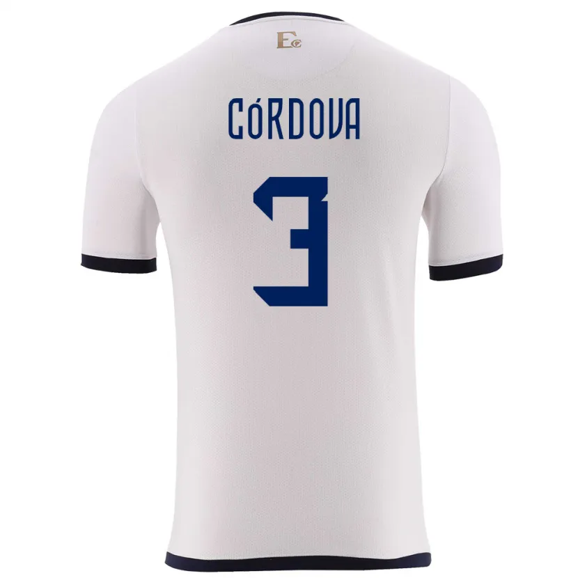 Danxen Męski Ecuador Luis Cordova #3 Biały Wyjazdowa Koszulka 24-26 Koszulki Klubowe