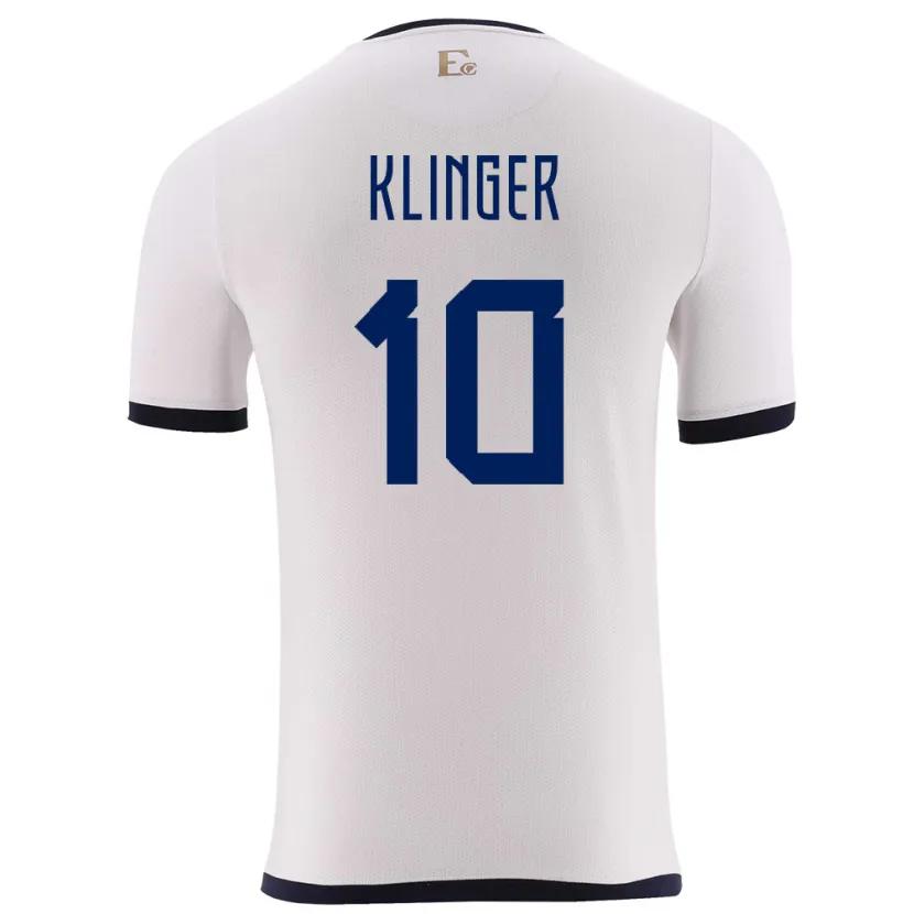 Danxen Męski Ecuador Jose Klinger #10 Biały Wyjazdowa Koszulka 24-26 Koszulki Klubowe