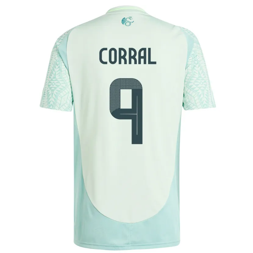 Danxen Męski Meksyk Charlyn Corral #9 Lniana Zieleń Wyjazdowa Koszulka 24-26 Koszulki Klubowe