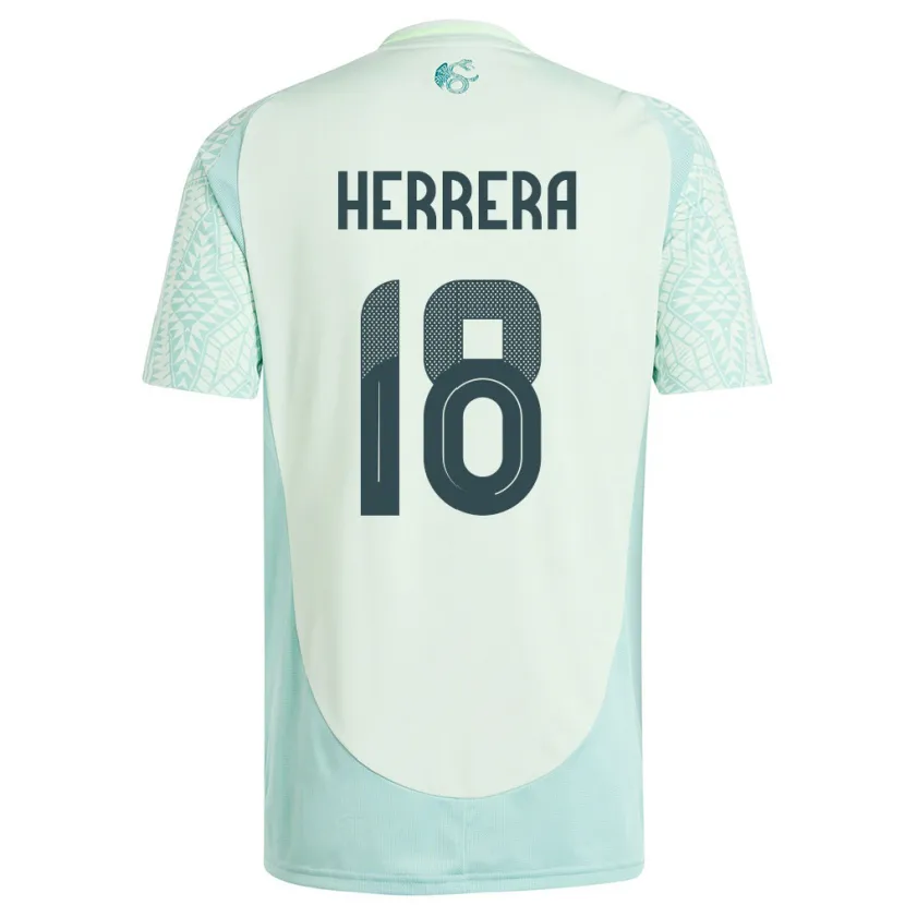 Danxen Męski Meksyk Ozziel Herrera #18 Lniana Zieleń Wyjazdowa Koszulka 24-26 Koszulki Klubowe