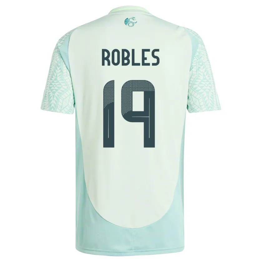Danxen Męski Meksyk Angel Robles #19 Lniana Zieleń Wyjazdowa Koszulka 24-26 Koszulki Klubowe