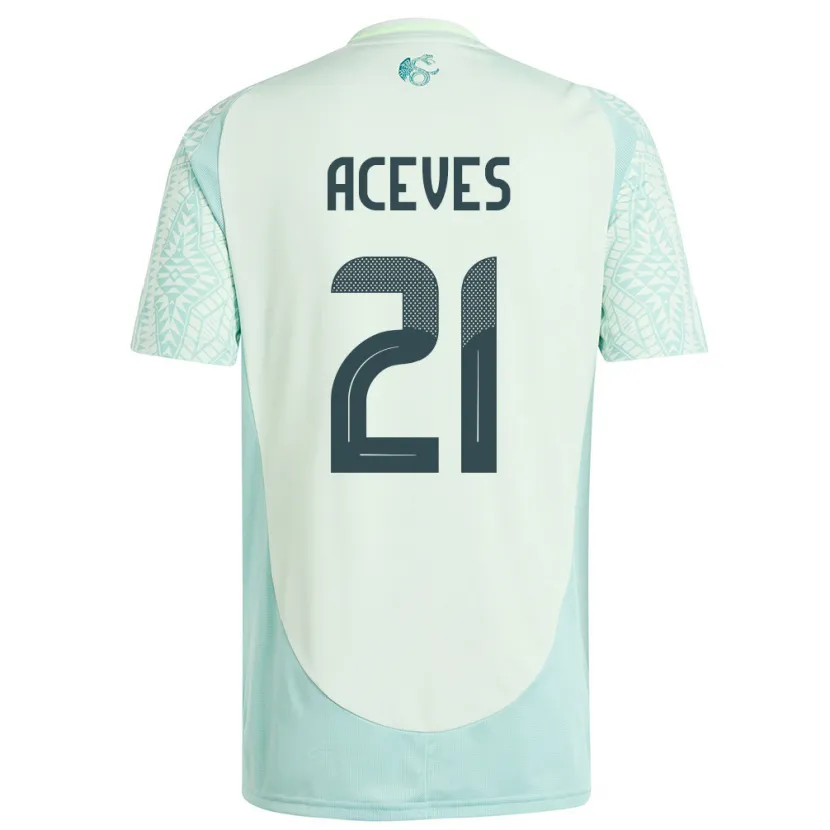 Danxen Męski Meksyk Daniel Aceves #21 Lniana Zieleń Wyjazdowa Koszulka 24-26 Koszulki Klubowe