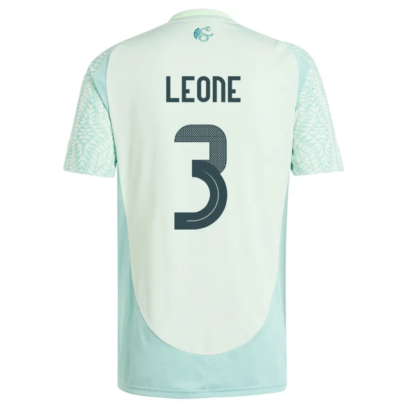 Danxen Męski Meksyk Antonio Leone #3 Lniana Zieleń Wyjazdowa Koszulka 24-26 Koszulki Klubowe
