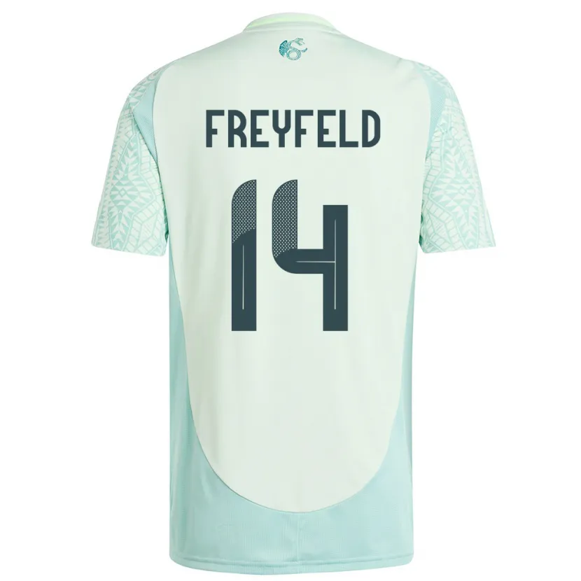 Danxen Męski Meksyk Emiliano Freyfeld #14 Lniana Zieleń Wyjazdowa Koszulka 24-26 Koszulki Klubowe