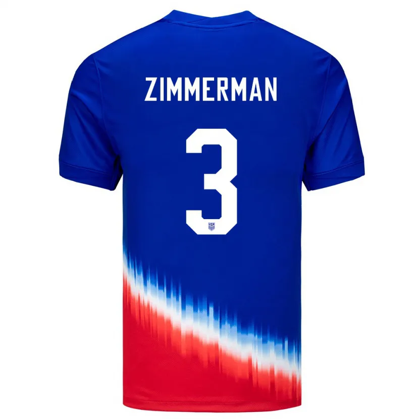 Danxen Męski Stany Zjednoczone Walker Zimmerman #3 Niebieski Wyjazdowa Koszulka 24-26 Koszulki Klubowe