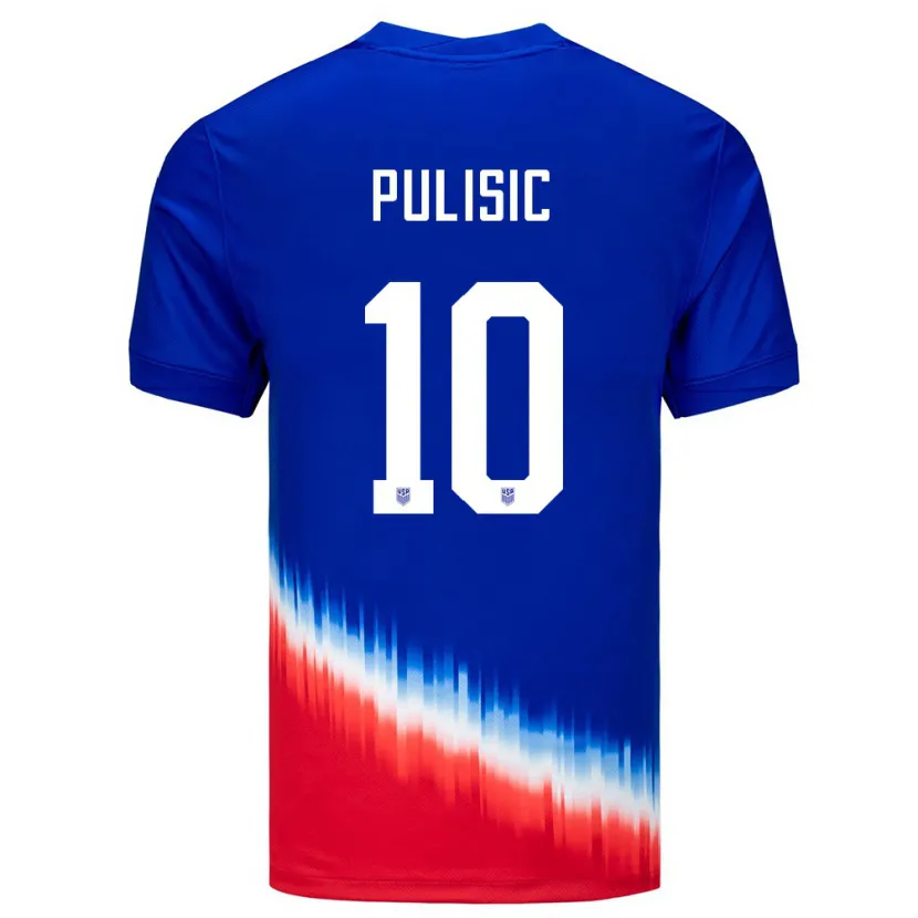 Danxen Męski Stany Zjednoczone Christian Pulisic #10 Niebieski Wyjazdowa Koszulka 24-26 Koszulki Klubowe