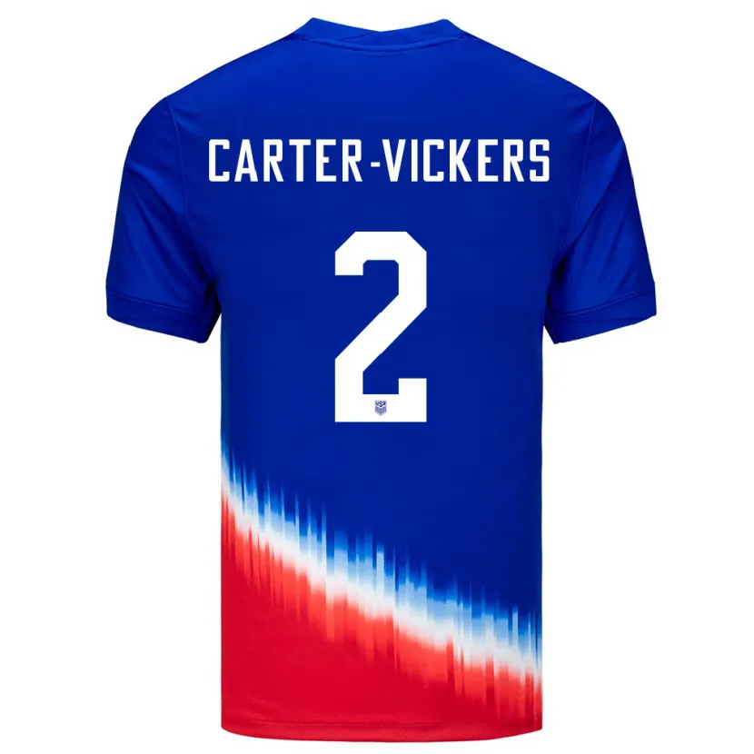 Danxen Męski Stany Zjednoczone Cameron Carter-Vickers #2 Niebieski Wyjazdowa Koszulka 24-26 Koszulki Klubowe