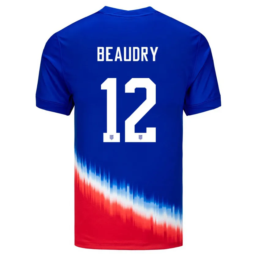 Danxen Męski Stany Zjednoczone Adam Beaudry #12 Niebieski Wyjazdowa Koszulka 24-26 Koszulki Klubowe