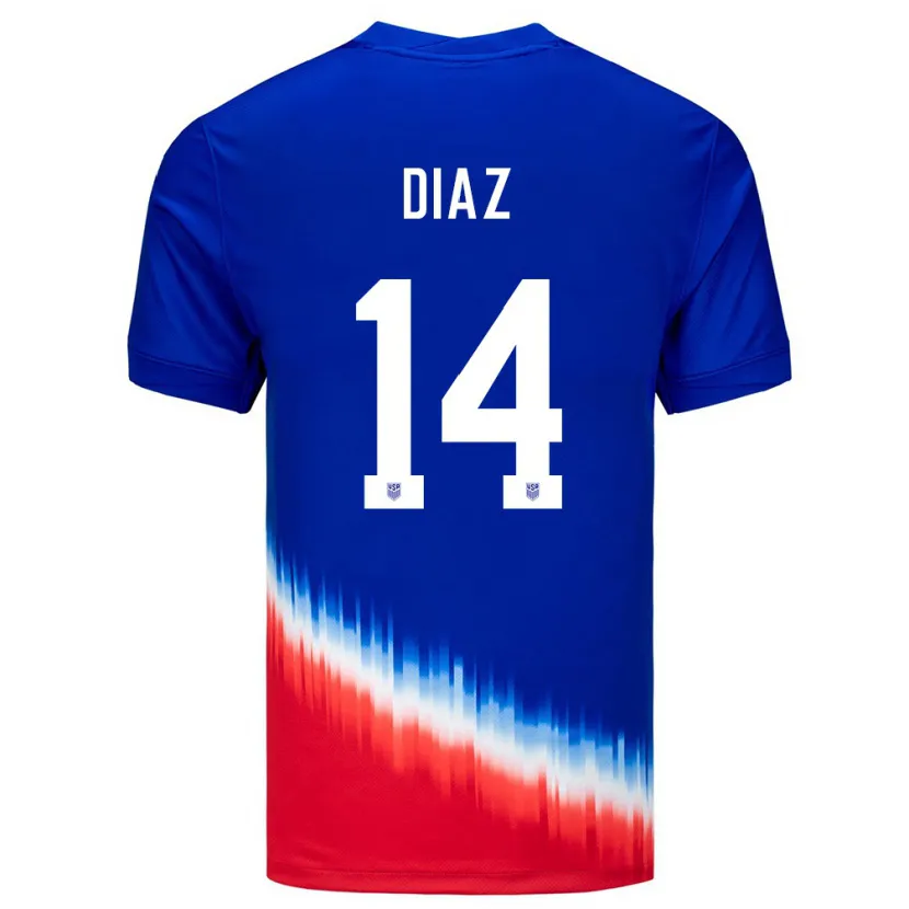 Danxen Męski Stany Zjednoczone Christian Diaz #14 Niebieski Wyjazdowa Koszulka 24-26 Koszulki Klubowe