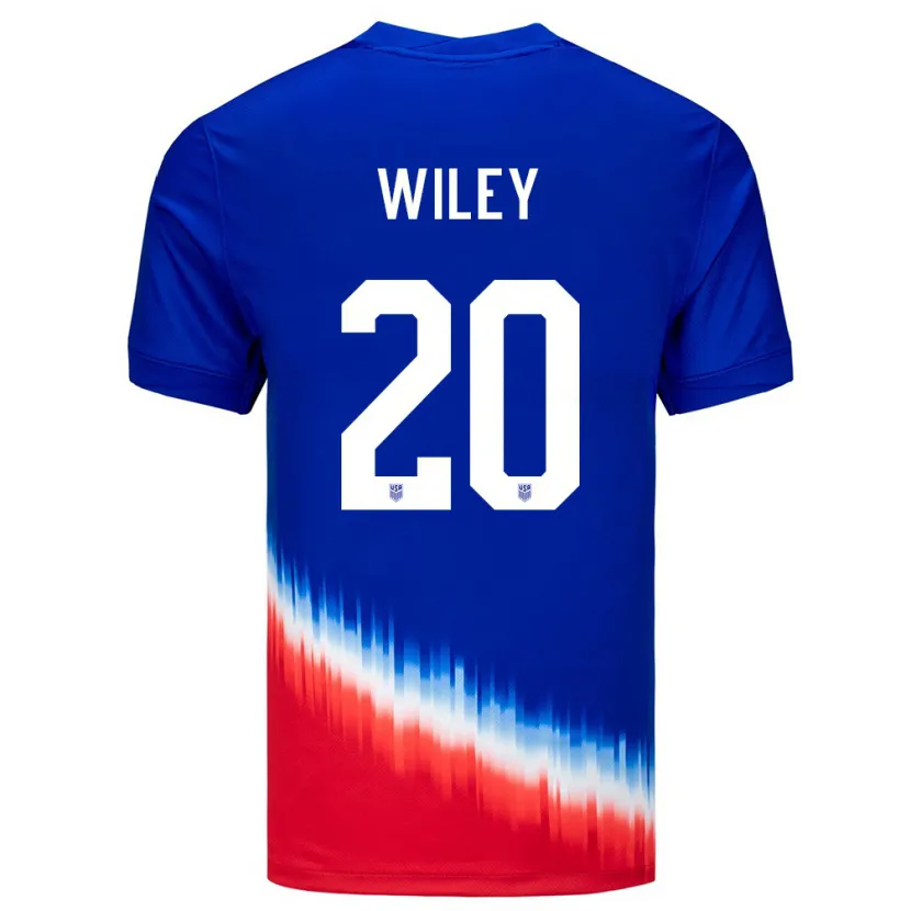 Danxen Męski Stany Zjednoczone Caleb Wiley #20 Niebieski Wyjazdowa Koszulka 24-26 Koszulki Klubowe