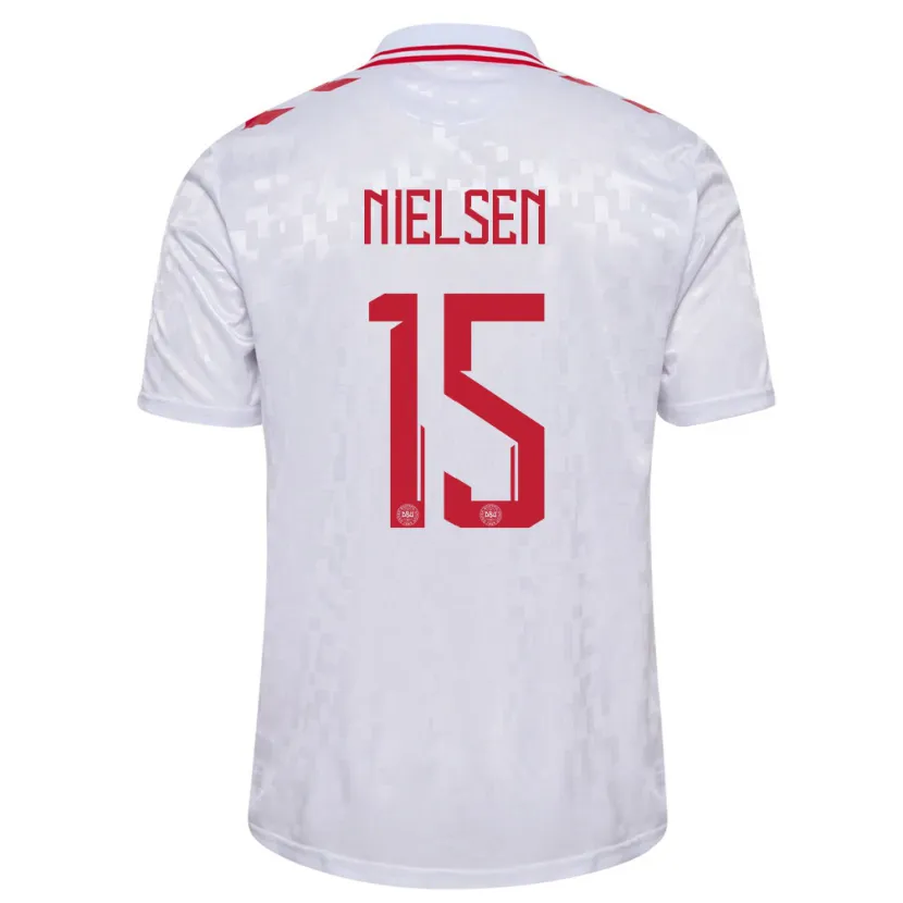 Danxen Męski Dania Villads Nielsen #15 Biały Wyjazdowa Koszulka 24-26 Koszulki Klubowe
