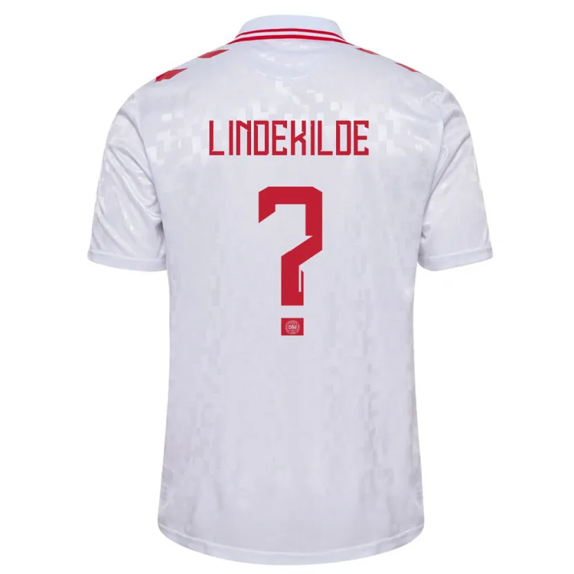 Danxen Męski Dania Jonatan Lindekilde #0 Biały Wyjazdowa Koszulka 24-26 Koszulki Klubowe