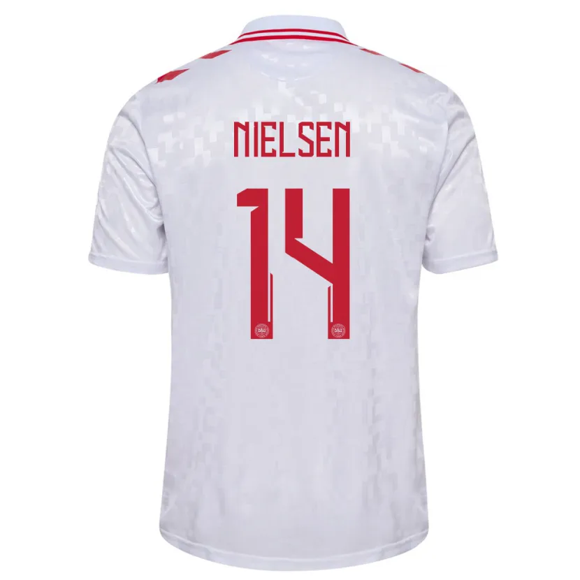 Danxen Męski Dania Julius Nielsen #14 Biały Wyjazdowa Koszulka 24-26 Koszulki Klubowe