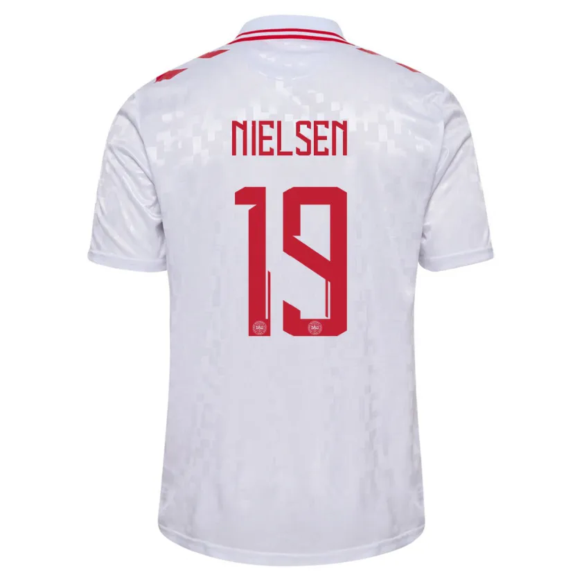 Danxen Męski Dania Casper Nielsen #19 Biały Wyjazdowa Koszulka 24-26 Koszulki Klubowe