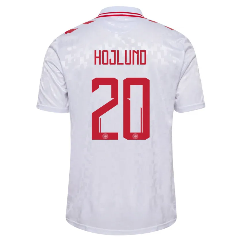 Danxen Męski Dania Rasmus Hojlund #20 Biały Wyjazdowa Koszulka 24-26 Koszulki Klubowe