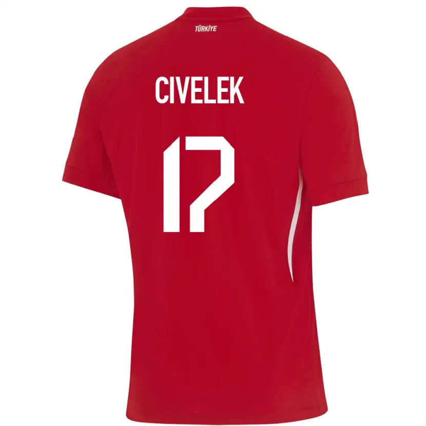 Danxen Męski Turcja İlayda Civelek #17 Czerwony Wyjazdowa Koszulka 24-26 Koszulki Klubowe