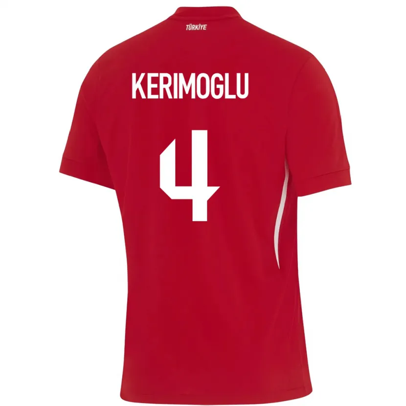 Danxen Męski Turcja Zeynap Kerimoğlu #4 Czerwony Wyjazdowa Koszulka 24-26 Koszulki Klubowe