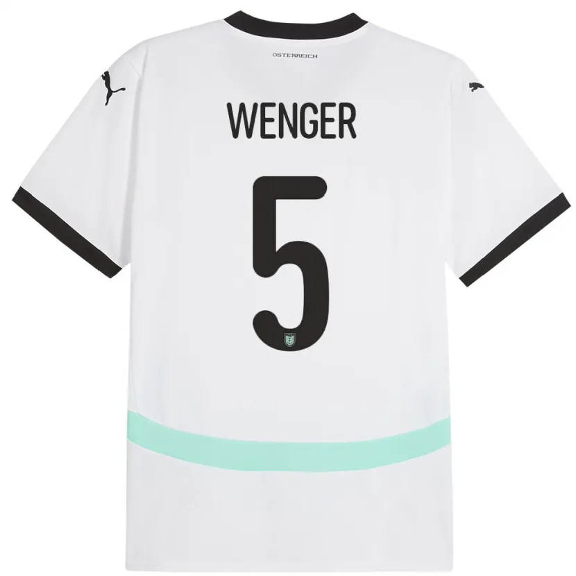 Danxen Męski Austria Claudia Wenger #5 Biały Wyjazdowa Koszulka 24-26 Koszulki Klubowe