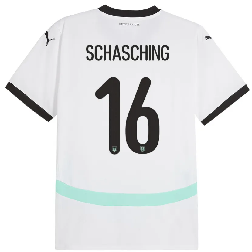 Danxen Męski Austria Annabel Schasching #16 Biały Wyjazdowa Koszulka 24-26 Koszulki Klubowe
