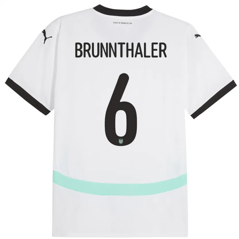 Danxen Męski Austria Melanie Brunnthaler #6 Biały Wyjazdowa Koszulka 24-26 Koszulki Klubowe